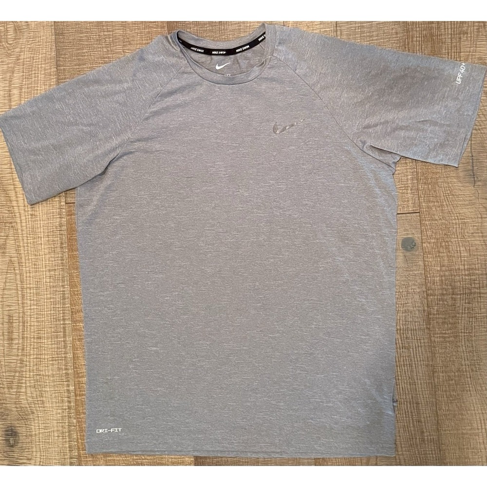 Nike Swim Dri-FIT Men's Gray Polyester Crew Neck Short Sleeve T-Shirt M